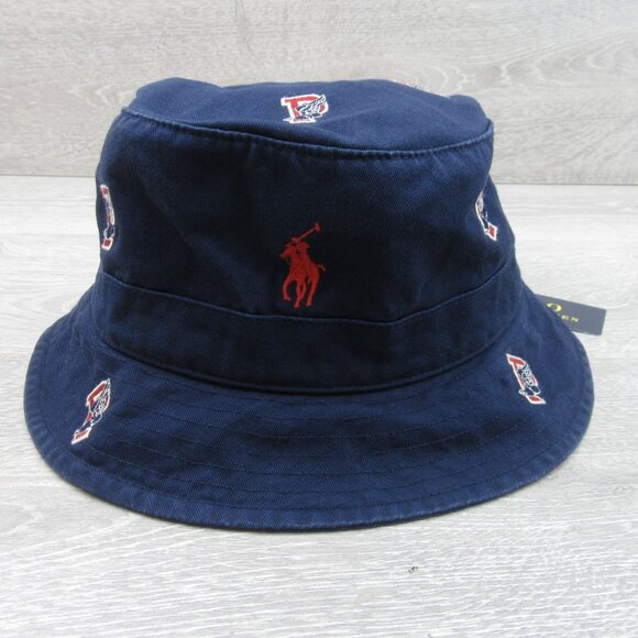 Polo Ralph Lauren Embroidered P-Wing Bucket Hat Adult Size L/XL Navy Blue NEW - Picture 2 of 12